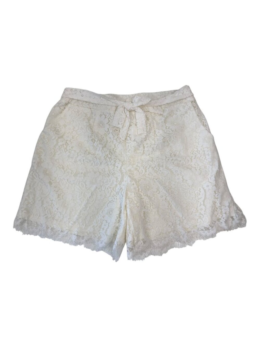 Est 1946 CATO Womens Ivory Pull On Bow Belt Short Size 14/16 W Elastic waist